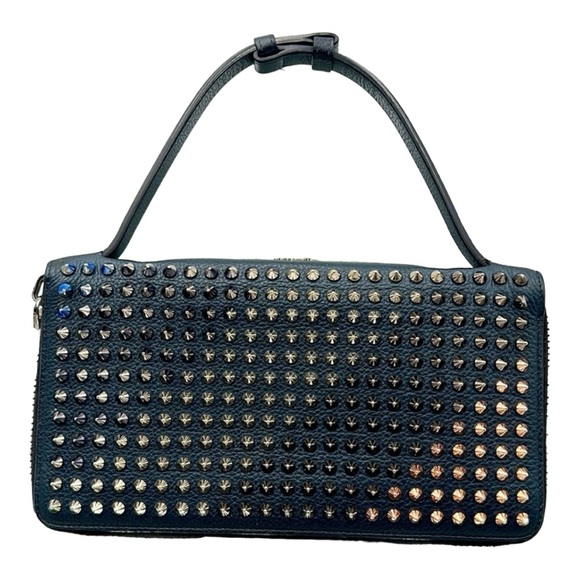 Christian Louboutin Handbags - Christian Louboutin Panettone XL blue and black leather spiked wallet / bag